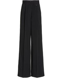 The Mannei Jafr High-rise Pleated Wool-blend Wide-leg Trousers - Black