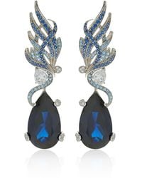 Anabela Chan - Feather 18K Rhodium Vermeil Sapphire And Diamond Earrings - Lyst