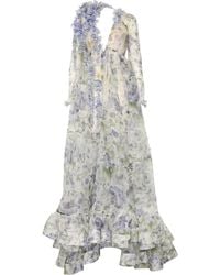 Zimmermann - Natura Floral-appliquéd Silk Gown - Lyst