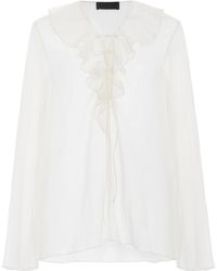 Nili Lotan - Gisella Ruffled Lace-Up Silk Top - Lyst