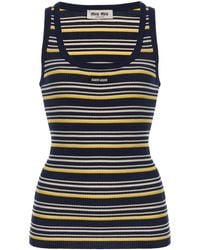 Miu Miu - Striped Cotton Tank Top - Lyst