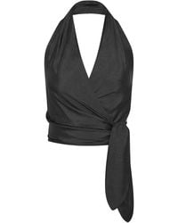 St. Agni - Silk Halter Wrap Top - Lyst
