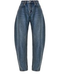 Alaïa - Round Mid-Rise Barrel-Leg Jeans - Lyst