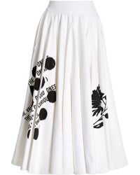 Prada - Printed Pleated Cotton A-line Midi Skirt - Lyst