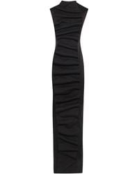 A.W.A.K.E. MODE - Ruched Flax-Blend Bib-Front Maxi Dress - Lyst