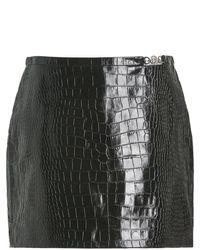 Versace - Croc-effect Leather Mini Skirt - Lyst