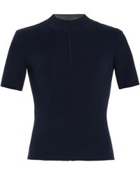 Oscar de la Renta - Ribbed-knit Stretch-silk T-shirt - Lyst