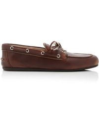Miu Miu - Lace-up Leather Boat Shoes - Lyst