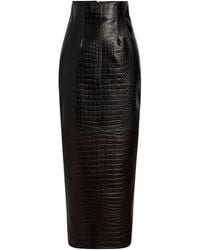 KHAITE - Loxley Alligator-Embossed Leather Maxi Skirt - Lyst