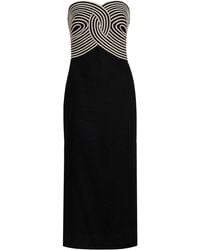 ANDRES OTALORA - Arco Real Embroidered Linen Midi Dress - Lyst