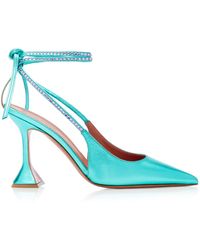 amina muaddi blue heel