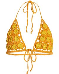 Cult Gaia Alivia Crochet Cotton-blend Bikini Top - Yellow