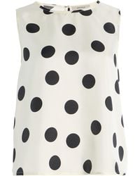 Asceno - Exclusive Riviera Sofia Polka-Dot Silk-Twill Top - Lyst