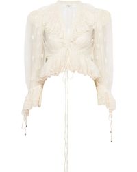 Chloé - Ruffled Embroidered Lace Top - Lyst
