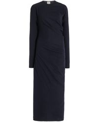 Totême Twisted Wool-blend Flannel Dress in Gray | Lyst