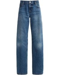 Brandon Maxwell - The Lana Pleated Mid-Rise Wide-Leg Jeans - Lyst