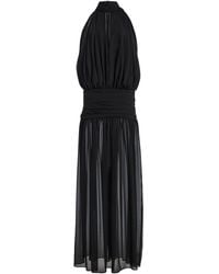 De La Vali - Cruz Crepe Tie-Neck Maxi Dress - Lyst