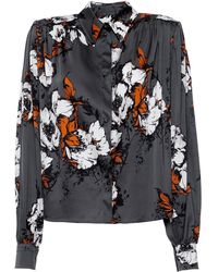 DES_PHEMMES - 80S Printed Satin Top - Lyst