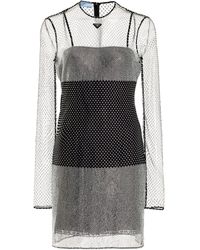 Prada - Crystal-embellished Mesh Mini Dress - Lyst