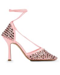 Bottega Veneta - Stretch Lace-up Crystal Sandals - Lyst