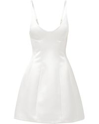 Brandon Maxwell Bonded Bustier Silk Mini Dress - White