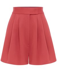 Alex Perry - High-rise Pleated Satin Crepe Shorts - Lyst
