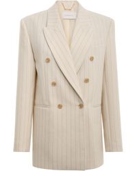 Zimmermann - Luminosity Wool-cotton Double-breasted Jacket - Lyst