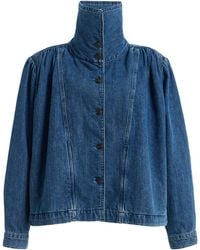 ROTATE BIRGER CHRISTENSEN - Gathered Denim Jacket - Lyst