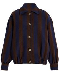 La Veste - Striped Wool Bomber Jacket - Lyst