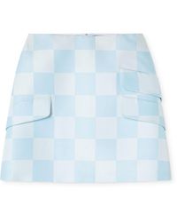 Versace - Damier-print Duchess Satin Mini Skirt - Lyst
