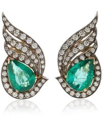 Amrapali - One Of A Kind 18k Yellow Gold Emerald & Diamond Stud Earrings - Lyst