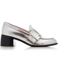 Roger Vivier - Viv' Rangers Buckle-Embellished Metallic Leather Loafers - Lyst