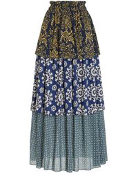 BOTEH - Florimonde Tiered Cotton-blend Maxi Skirt - Lyst