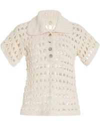 Nia Thomas - Penelope Crocheted Cotton Polo Shirt - Lyst