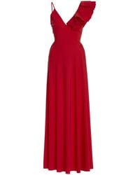 Maygel Coronel Ola Ruffled Jersey Maxi Dress - Red