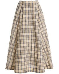 BERNADETTE - Kennedy Cotton-Blend Checked Midi Skirt - Lyst