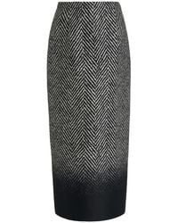 Givenchy - Herringbone-Check Wool-Blend Midi Skirt - Lyst