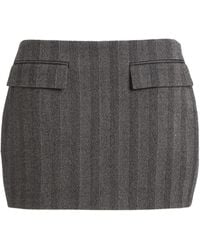 Ferragamo - Herringbone Stretch-Wool Mini Skirt - Lyst