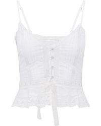 LoveShackFancy - Avra Tie-Detailed Cotton Top - Lyst
