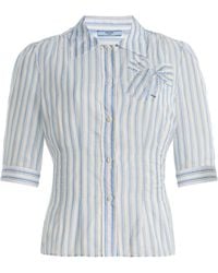 Prada - Striped Button-Down Poplin Shirt - Lyst