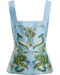 ALÉMAIS - Exclusive Marion Printed Twill Peplum Top - Lyst