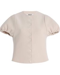 Birrot - Exclusive Lay3 Puff-Sleeve Bonded-Crepe Top - Lyst