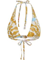 Versace - La Vacanza Barocco-Printed Bikini Top - Lyst