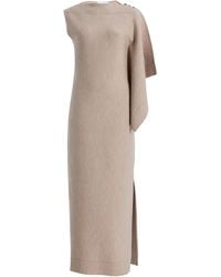 Oscar de la Renta - Draped Virgin Wool Midi Dress - Lyst