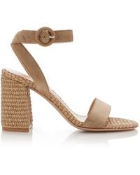 Gianvito Rossi - Luana Suede And Raffia Sandals - Lyst
