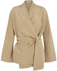 Cortana - Simona Twist Detail Linen-Silk Jacket - Lyst
