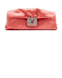 Roger Vivier - Bouquet Strass-Embellished Satin Clutch - Lyst