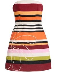 Cala De La Cruz - Exclusive Roma Embroidered Striped-Linen Mini Dress - Lyst