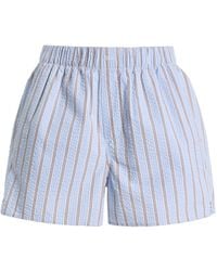 With Nothing Underneath - Exclusive The Boxer Striped Cotton Seersucker Shorts - Lyst