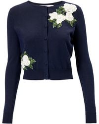 Carolina Herrera - Floral-Embroidered Silk-Blend Cardigan - Lyst